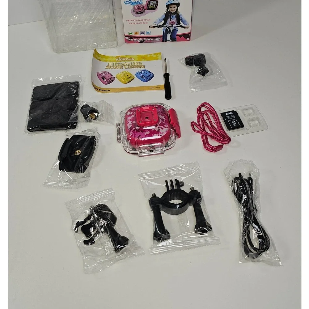 Kids Tech Ultimate Kids Action Camera Pink Waterproof Case Explorer Creativity